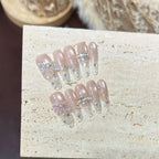Press-On Nail Tips Long Oval Rhinestone Reusable & Durable