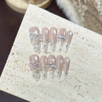Press-On Nail Tips Long Oval Rhinestone Reusable & Durable