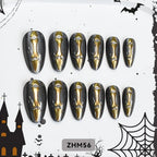 Press-On Nail Tips Metallic Finish Pre-Applied Adhesive 24-Pack