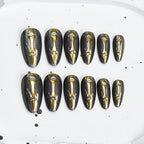 Press-On Nail Tips Metallic Finish Pre-Applied Adhesive 24-Pack