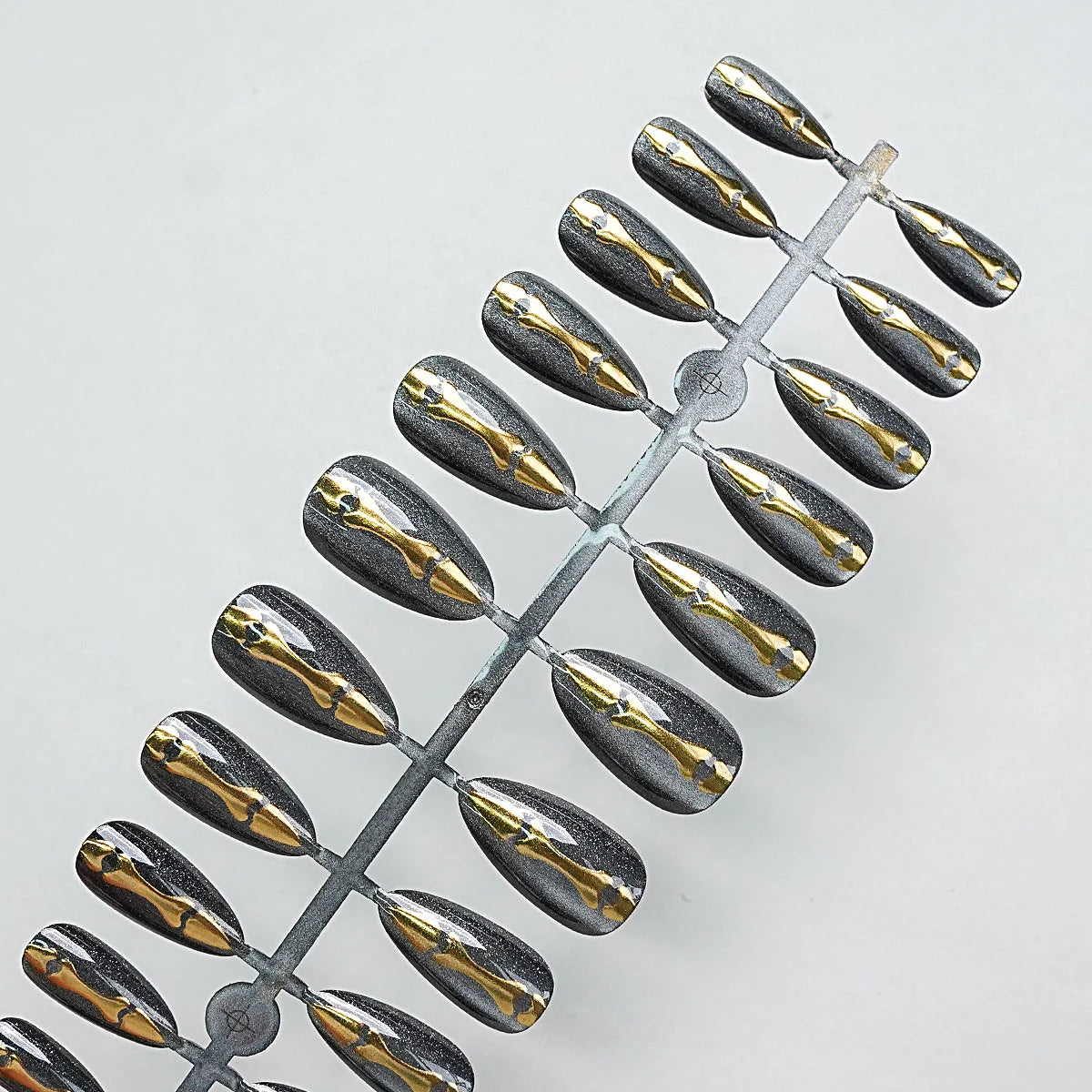 Press-On Nail Tips Metallic Finish Pre-Applied Adhesive 24-Pack
