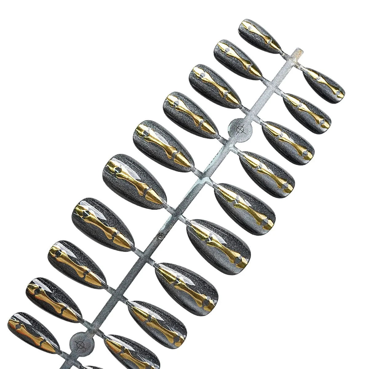 Press-On Nail Tips Metallic Finish Pre-Applied Adhesive 24-Pack