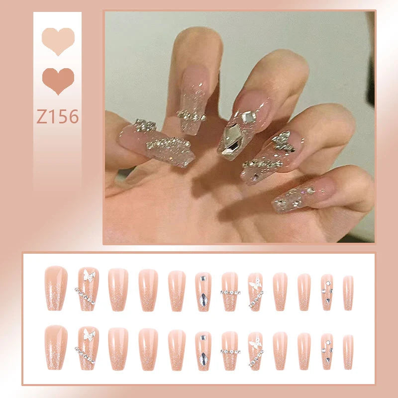 Press-On Nail Tips No Glue Rhinestone & Glitter