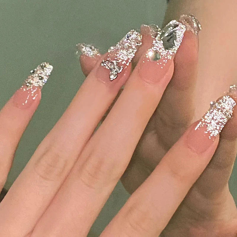 Press-On Nail Tips No Glue Rhinestone & Glitter