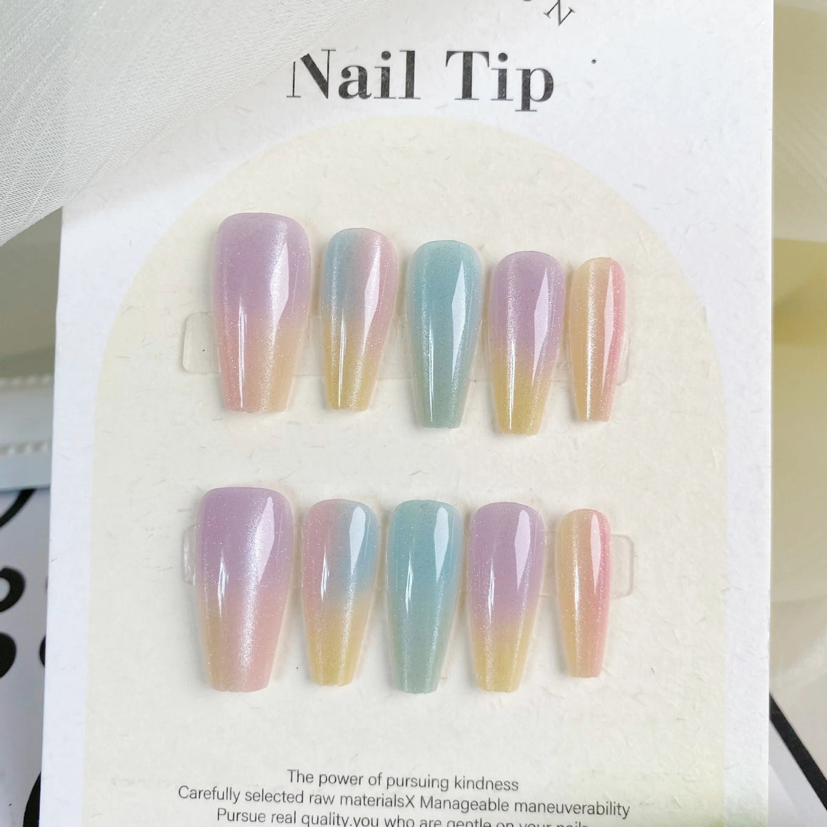 Press-On Nail Tips Ombre Glitter Reusable Set of 30