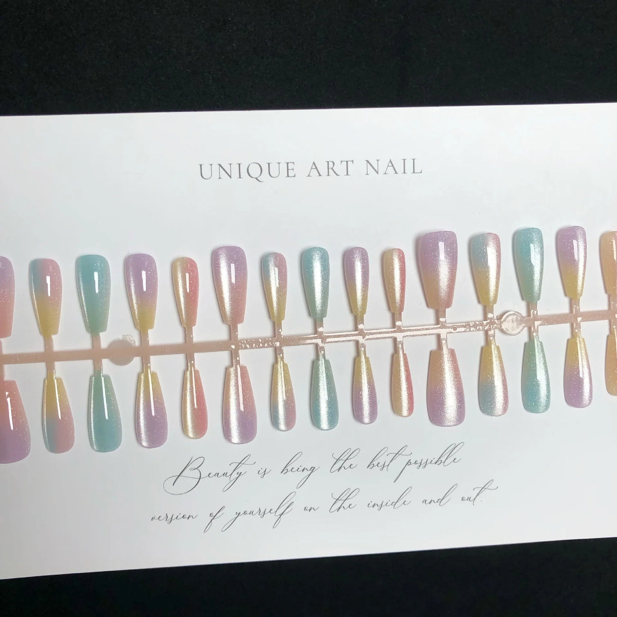 Press-On Nail Tips Ombre Glitter Reusable Set of 30