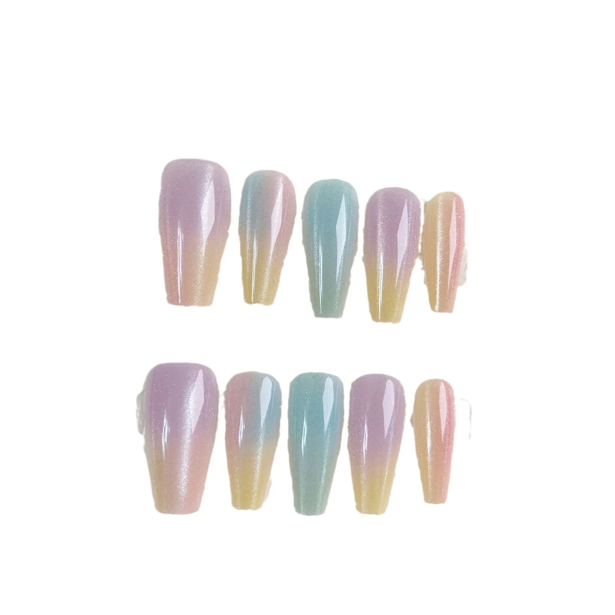 Press-On Nail Tips Ombre Glitter Reusable Set of 30