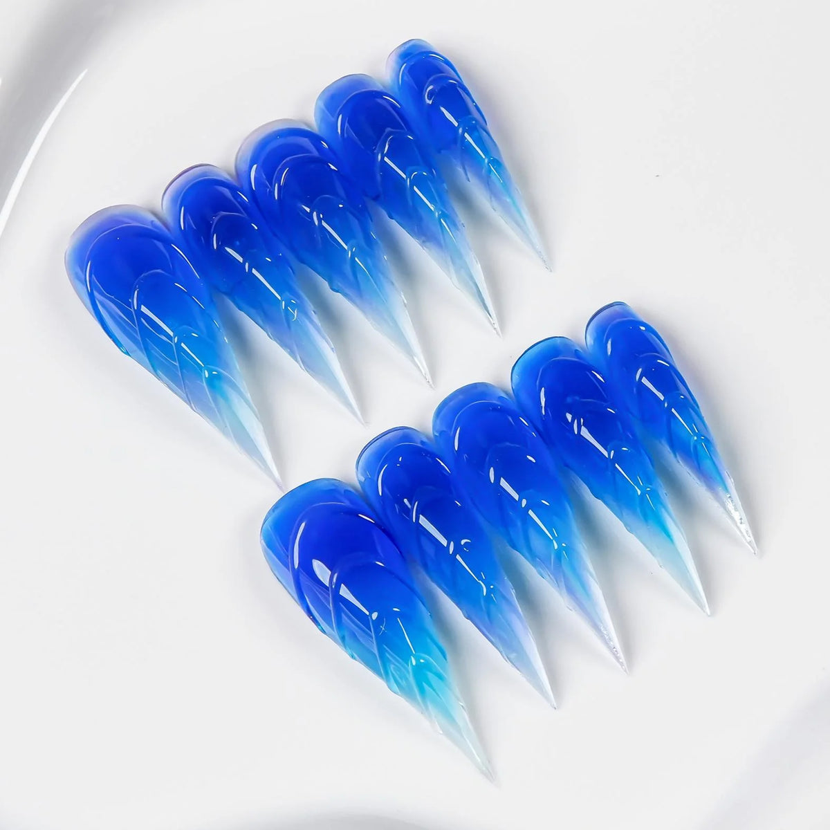 Press-On Nail Tips Ombre Stiletto Chip-Resistant