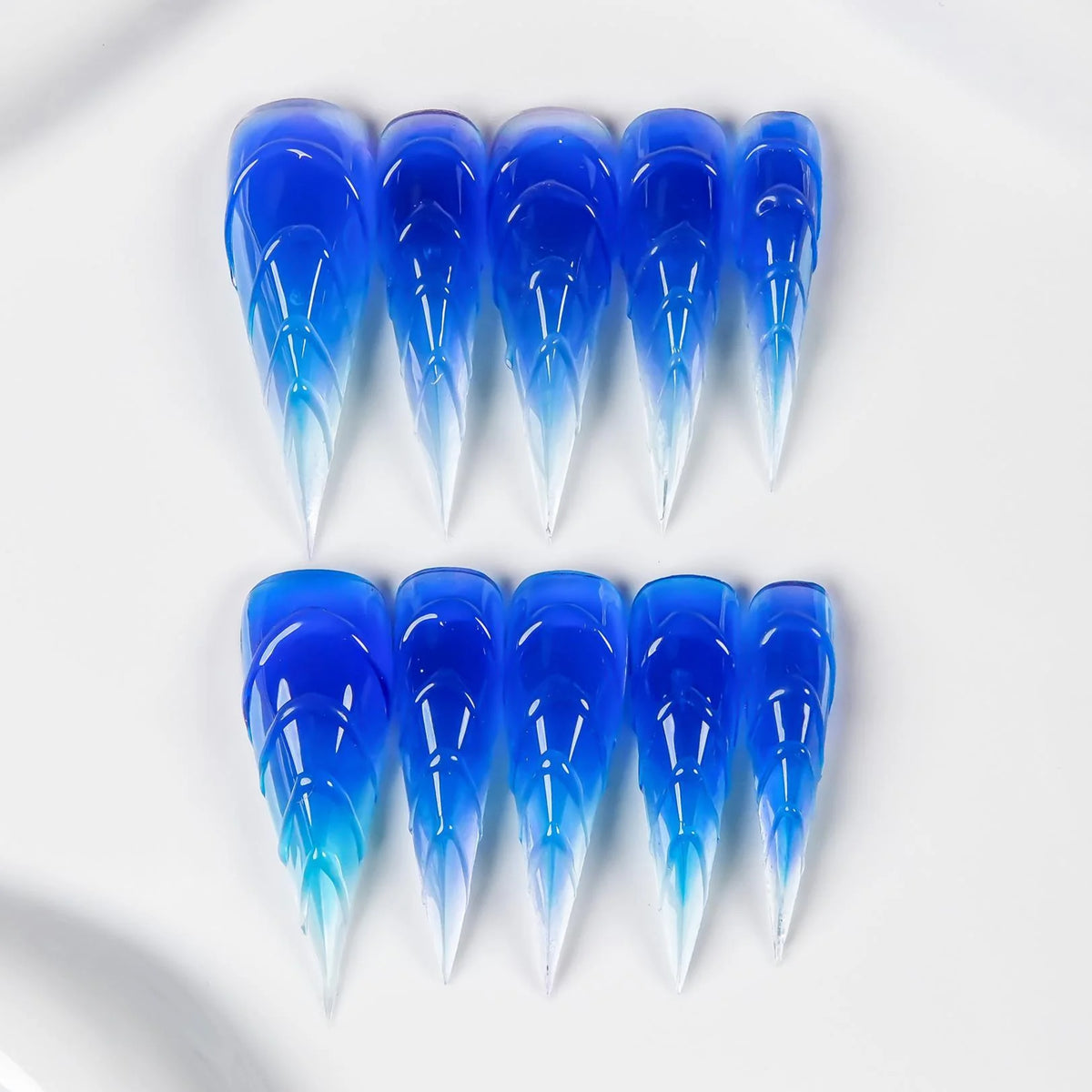 Press-On Nail Tips Ombre Stiletto Chip-Resistant