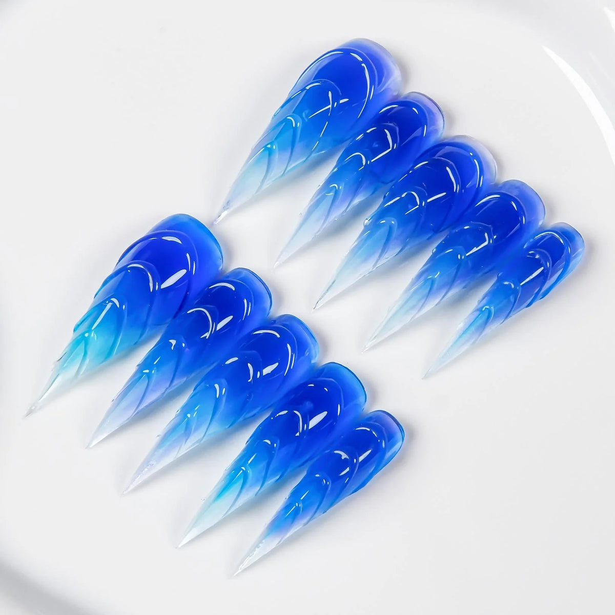 Press-On Nail Tips Ombre Stiletto Chip-Resistant