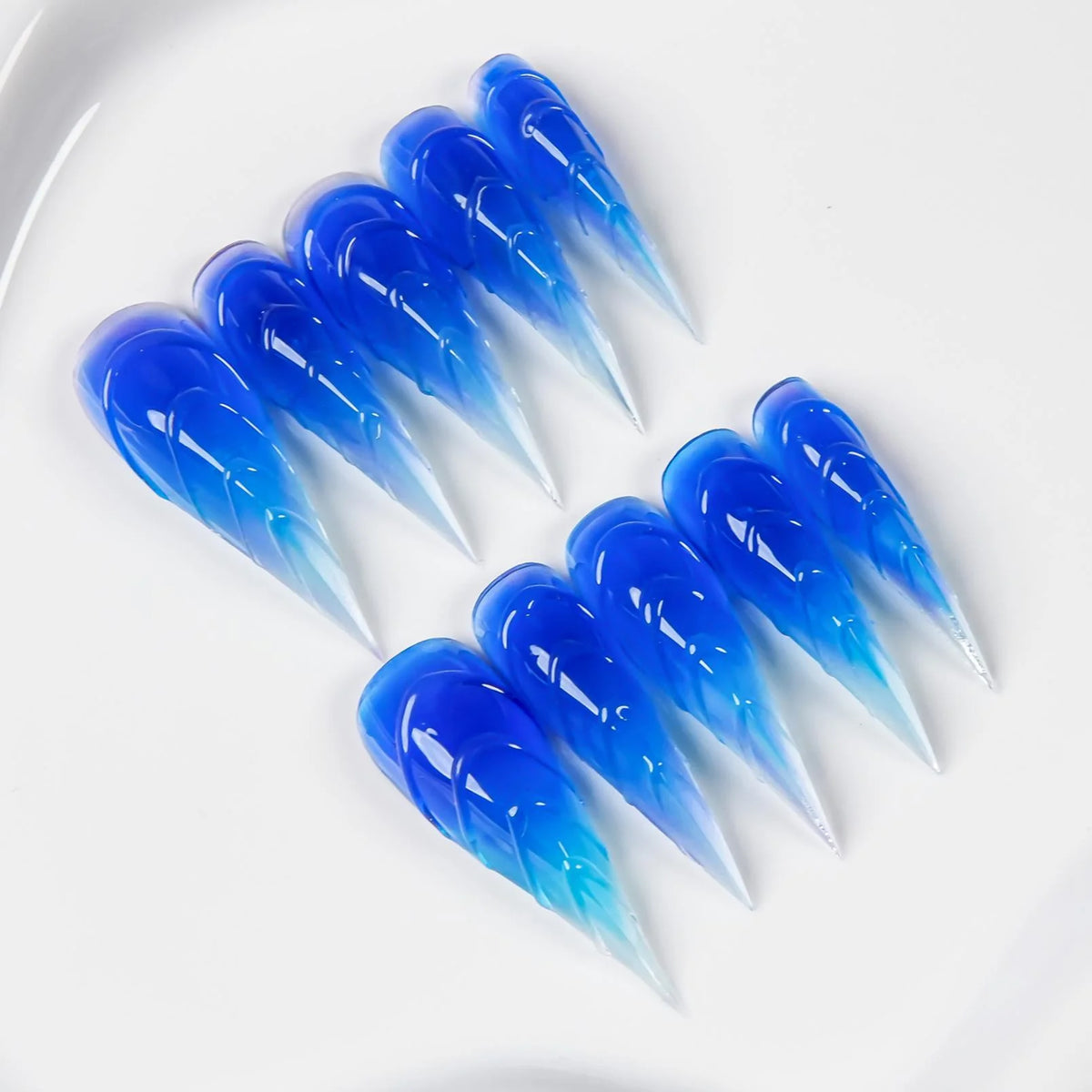 Press-On Nail Tips Ombre Stiletto Chip-Resistant