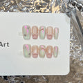 Press-On Nail Tips Pastel Bows & Rhinestones