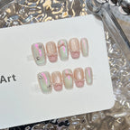Press-On Nail Tips Pastel Bows & Rhinestones