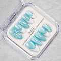 Press-On Nail Tips Peacock Blue Glitter High-Gloss Multiple Sizes