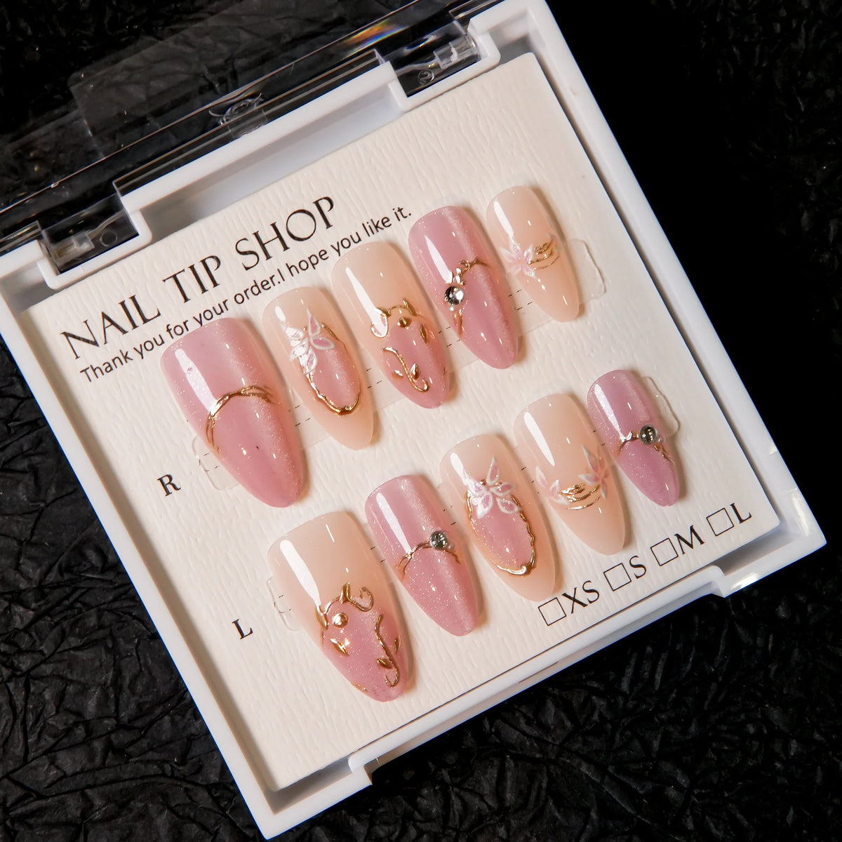 Press-On Nail Tips Peel-And-Press Floral Designs 30-Piece
