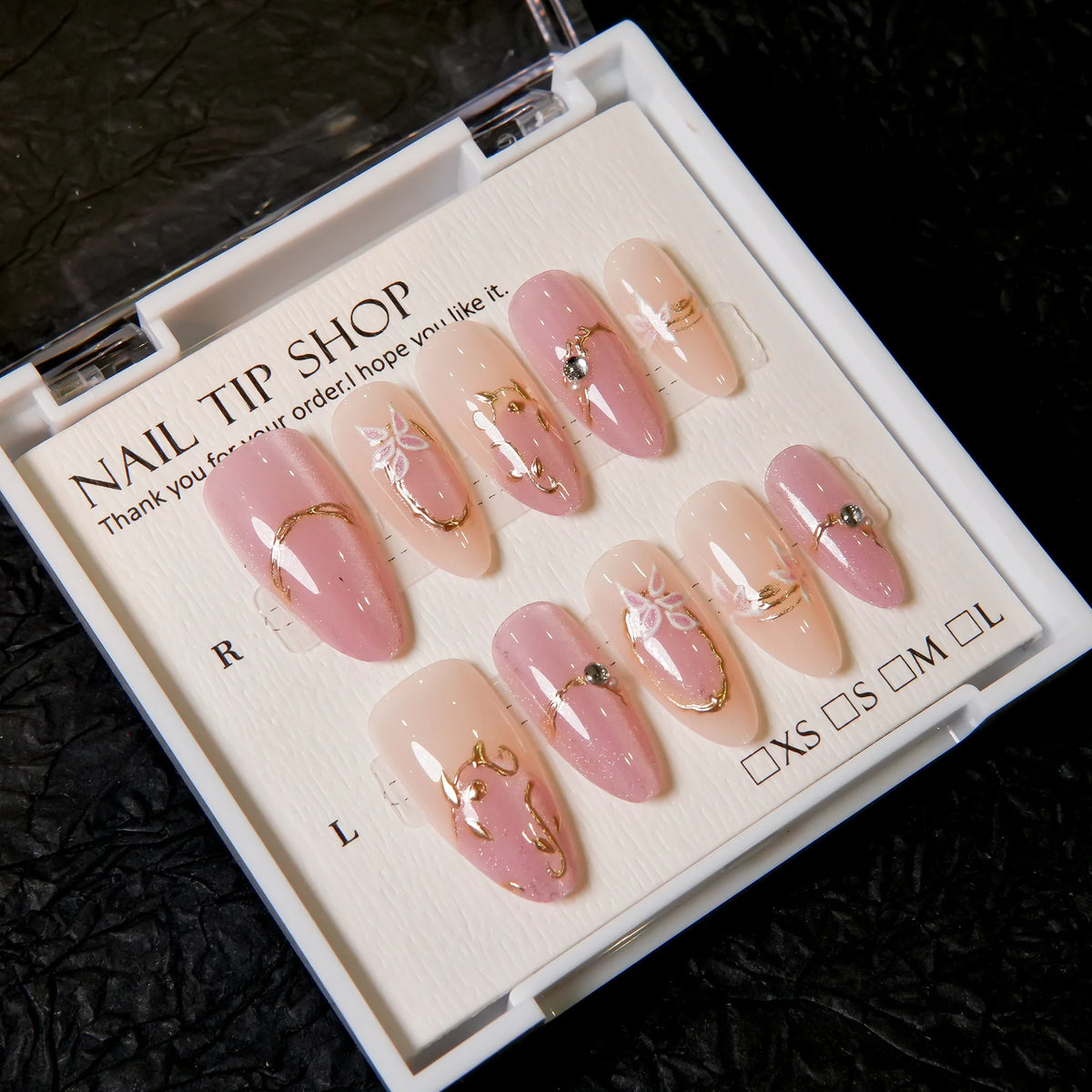 Press-On Nail Tips Peel-And-Press Floral Designs 30-Piece