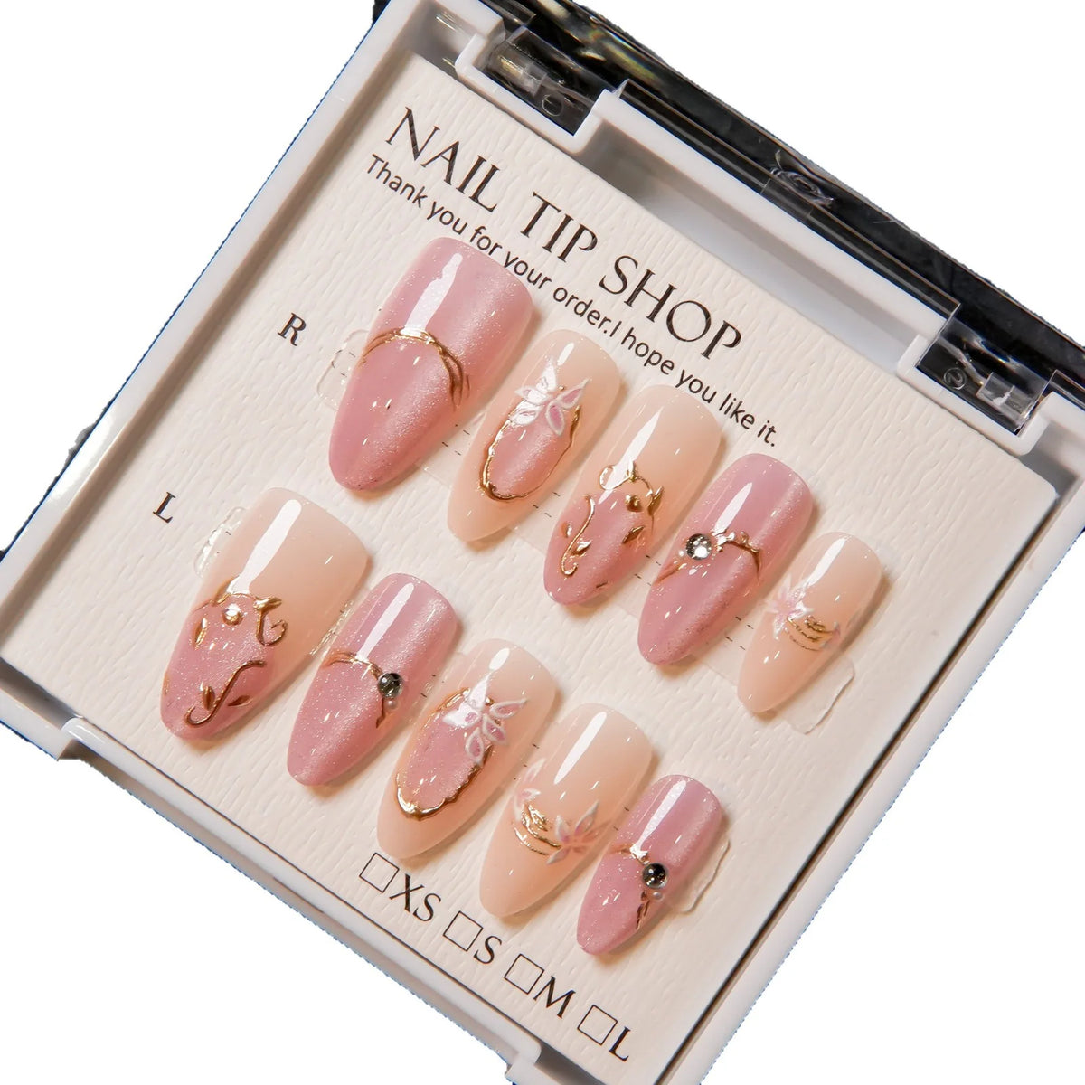 Press-On Nail Tips Peel-And-Press Floral Designs 30-Piece