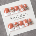 Press-On Nail Tips Peel And Stick Gemstone & Bow