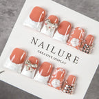 Press-On Nail Tips Peel And Stick Gemstone & Bow