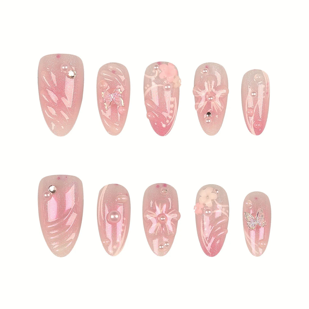 Press-On Nail Tips Peel-And-Stick Set of 30