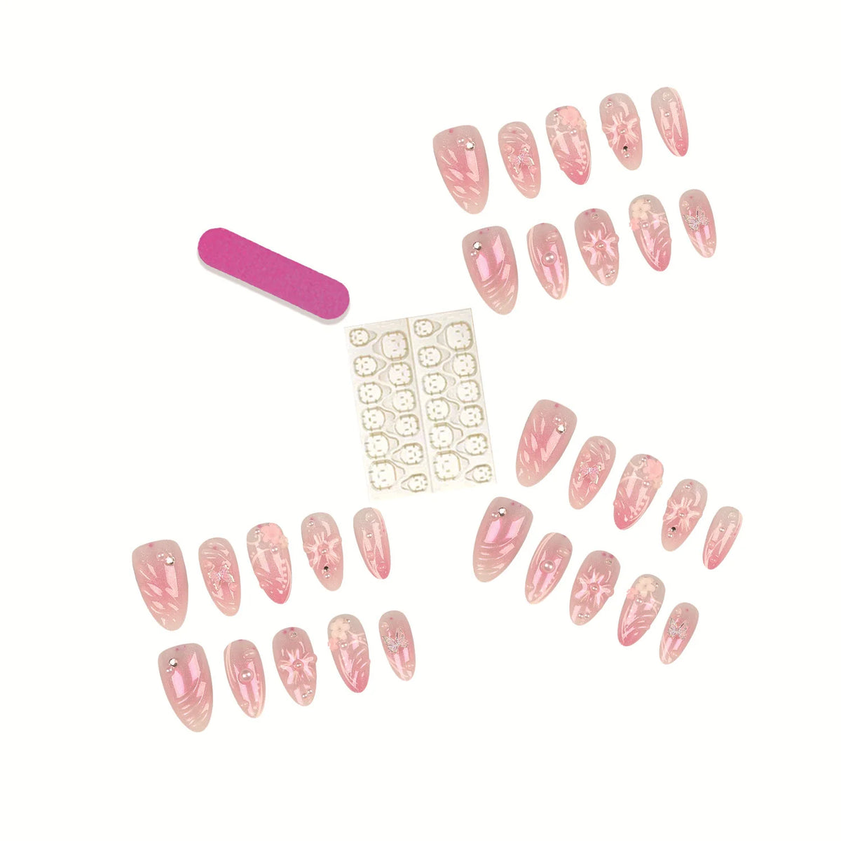 Press-On Nail Tips Peel-And-Stick Set of 30