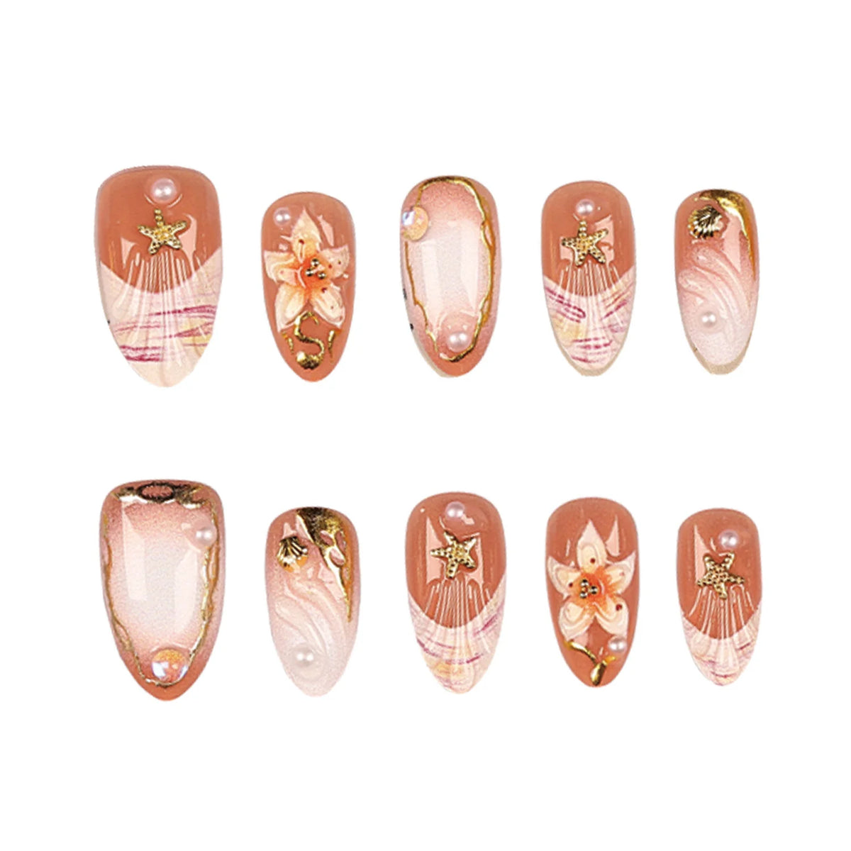 Press-On Nail Tips Peel & Stick Reusable Floral Design