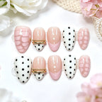 Press-On Nail Tips Polka Dot & Grid Easy Application
