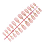 Press-On Nail Tips Pre-Shaped Nude Gold Detailing