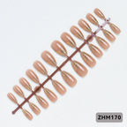 Press-On Nail Tips Pre-Shaped Nude Gold Detailing