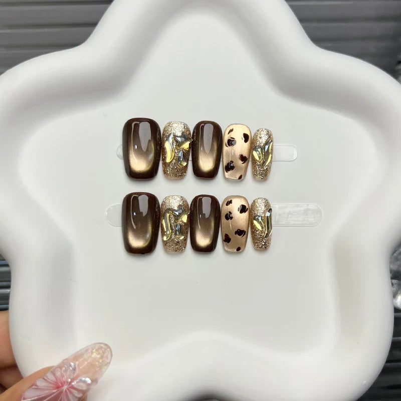 Press-On Nail Tips Salon-Quality Reusable Glitter & Animal Print