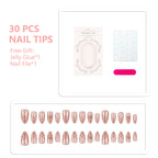 Press-On Nail Tips Set 30-Piece Jelly Glue & File
