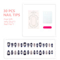 Press-On Nail Tips Set 30 Pieces Floral Designs