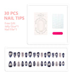 Press-On Nail Tips Set 30 Pieces Floral Designs