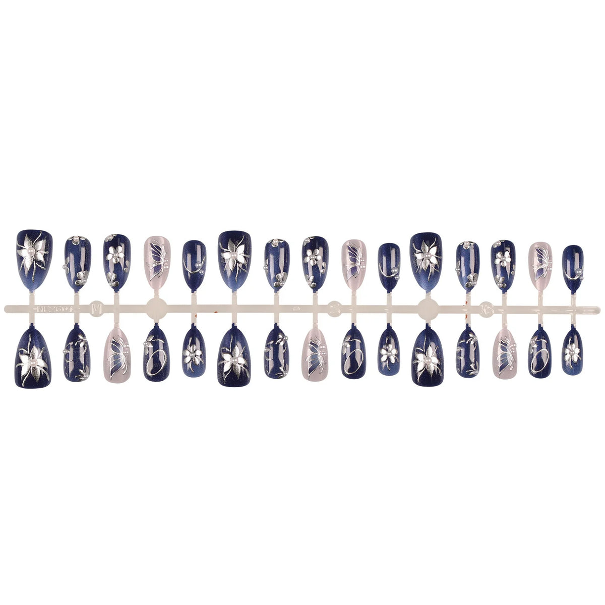 Press-On Nail Tips Set 30 Pieces Floral Designs