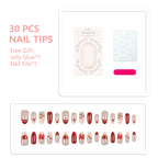 Press-On Nail Tips Set 30 Pieces Glue & File