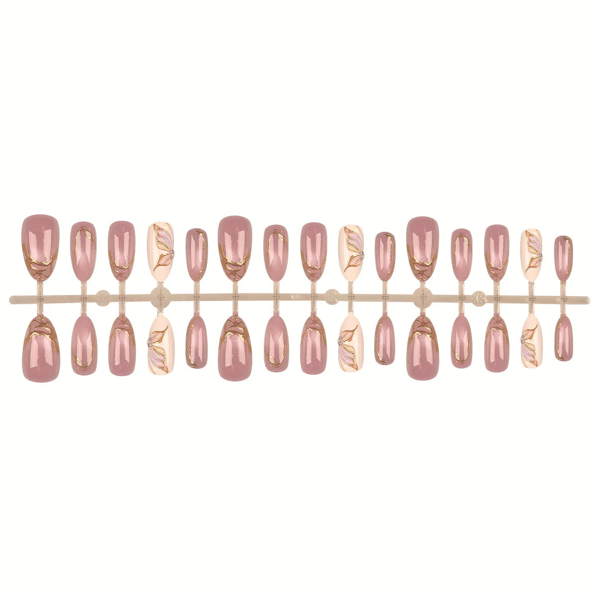 Press-On Nail Tips Set Floral Design Adhesive Included