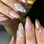 Press-On Nail Tips Set Floral Design Adhesive Included
