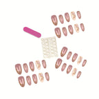 Press-On Nail Tips Set Floral Design Adhesive Included