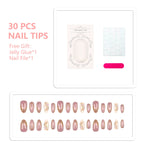 Press-On Nail Tips Set Floral Design Adhesive Included