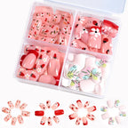 Press-On Nail Tips Set Floral Designs Easy-Apply Chip-Resistant