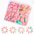 Press-On Nail Tips Set Floral Designs Easy-Apply Chip-Resistant
