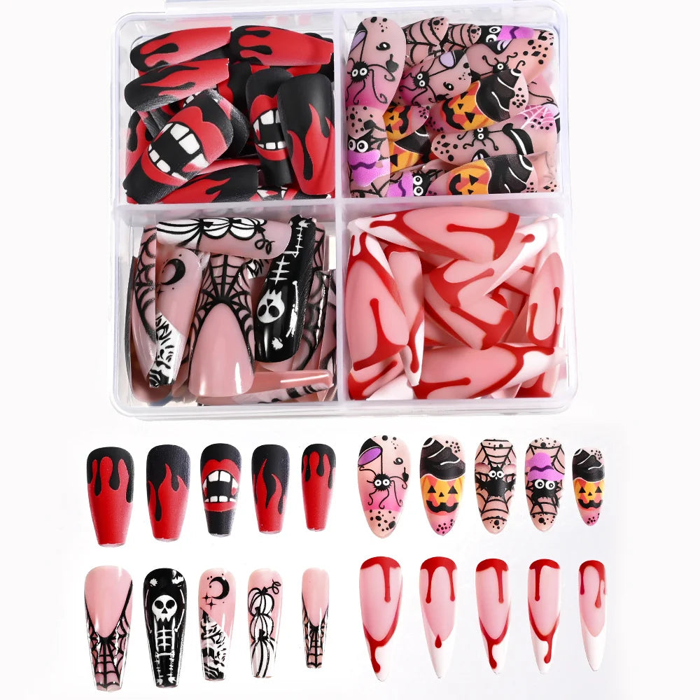 Press-On Nail Tips Set Floral Designs Easy-Apply Chip-Resistant