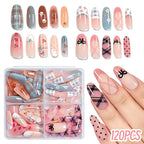 Press-On Nail Tips Set Floral Designs Easy-Apply Chip-Resistant