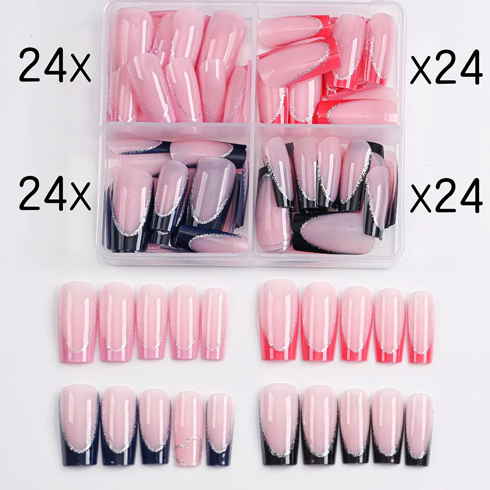Press-On Nail Tips Set Floral Designs Easy-Apply Chip-Resistant