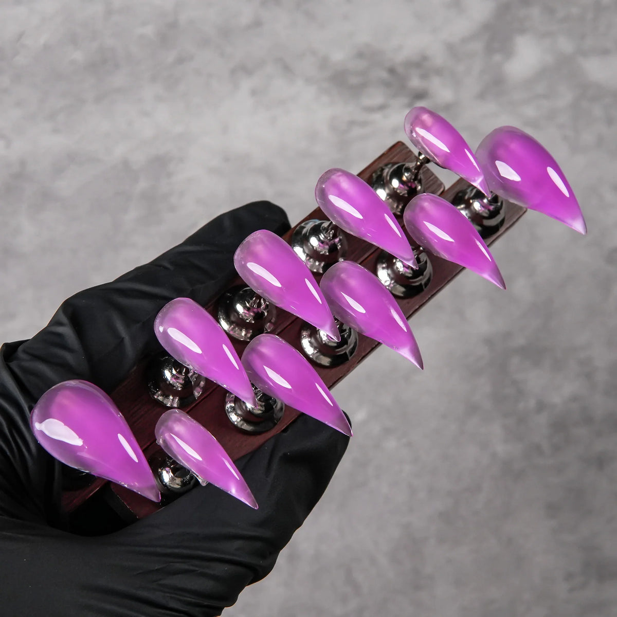 Press-On Nail Tips Set Glossy Stiletto Quick-Apply Adhesive