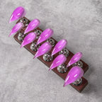 Press-On Nail Tips Set Glossy Stiletto Quick-Apply Adhesive