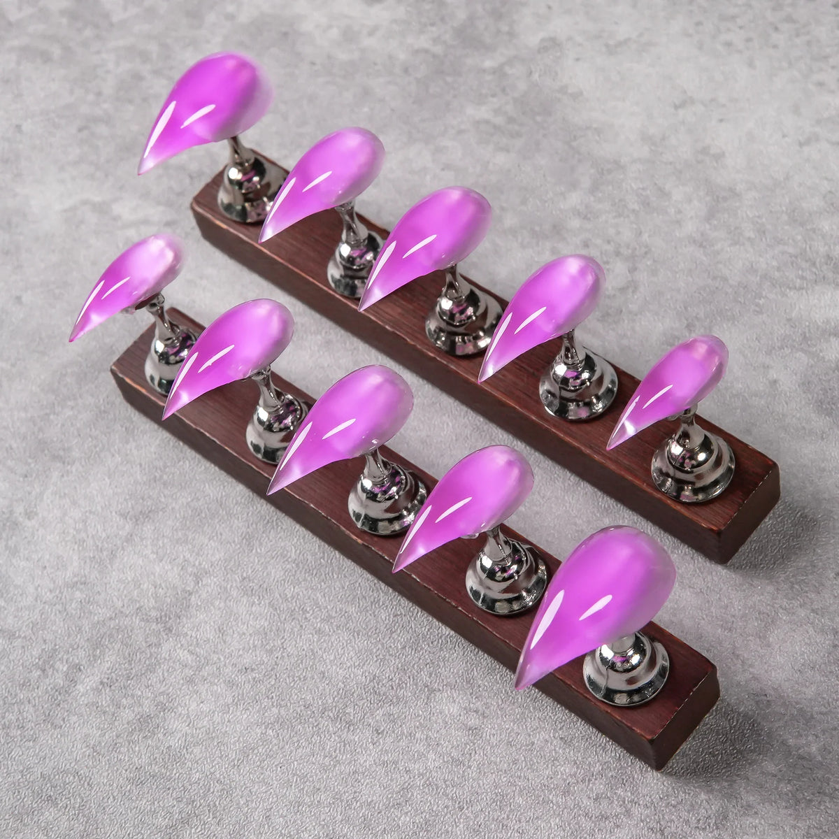 Press-On Nail Tips Set Glossy Stiletto Quick-Apply Adhesive