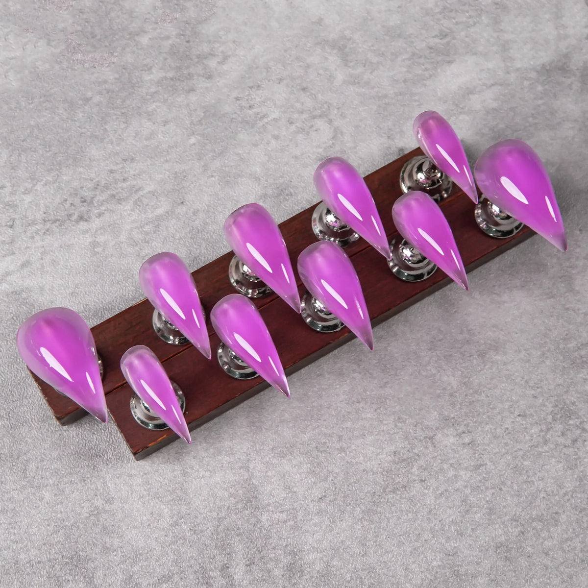 Press-On Nail Tips Set Glossy Stiletto Quick-Apply Adhesive