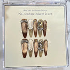 Press-On Nail Tips Shimmer Bronze & Glitter Custom Fit