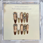 Press-On Nail Tips Shimmer Bronze & Glitter Custom Fit